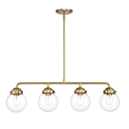 Designers Fountain Knoll 60 Watt 4 Light Brushed Gold Pendant with Clear Glass Shades 95938-BG